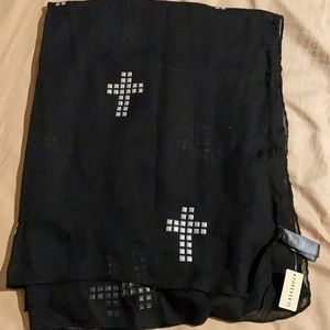 Black Scarf With Silver Crosses all over